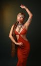 Woman in Red Dress and with Jewelry