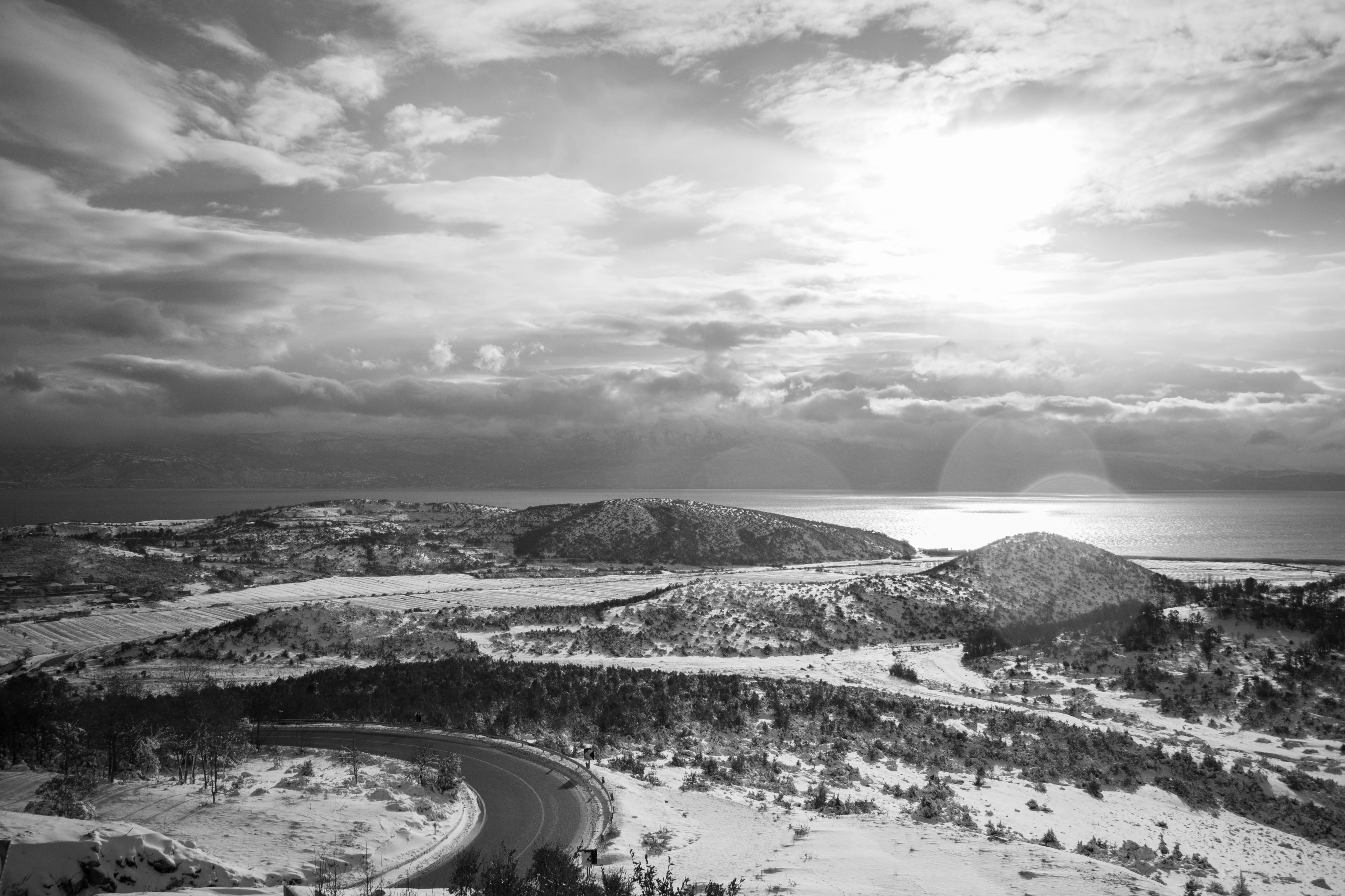 Black and white photo of a snowy landscape · Free Stock Photo