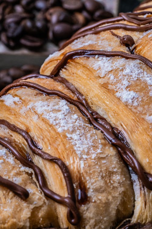 Close up of Croissant with Chocolate Cream