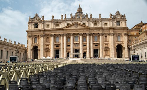Seats by St Peters Basilica in Rome