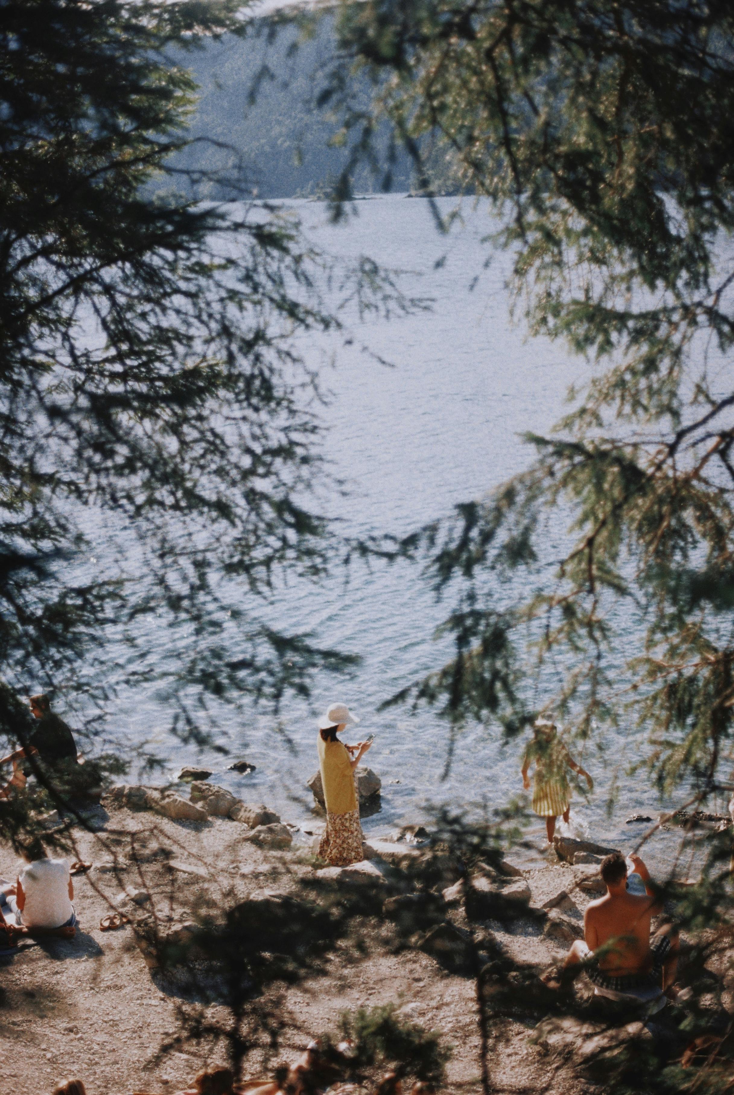 A serene summer day by the lake with friends relaxing amidst nature's beauty.