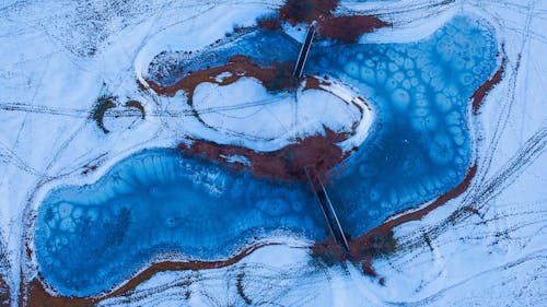 Aerial View of Frozen Lake