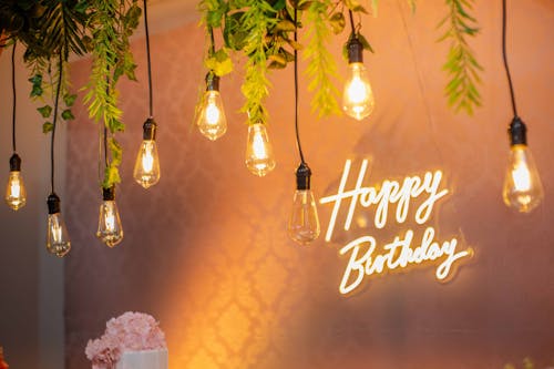Kostnadsfri bild av dekoration, glödlampor, grattis på födelsedagen
