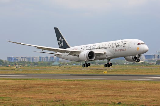 Ethiopian Airlines Boeing 787 landing on runway with Star Alliance livery.