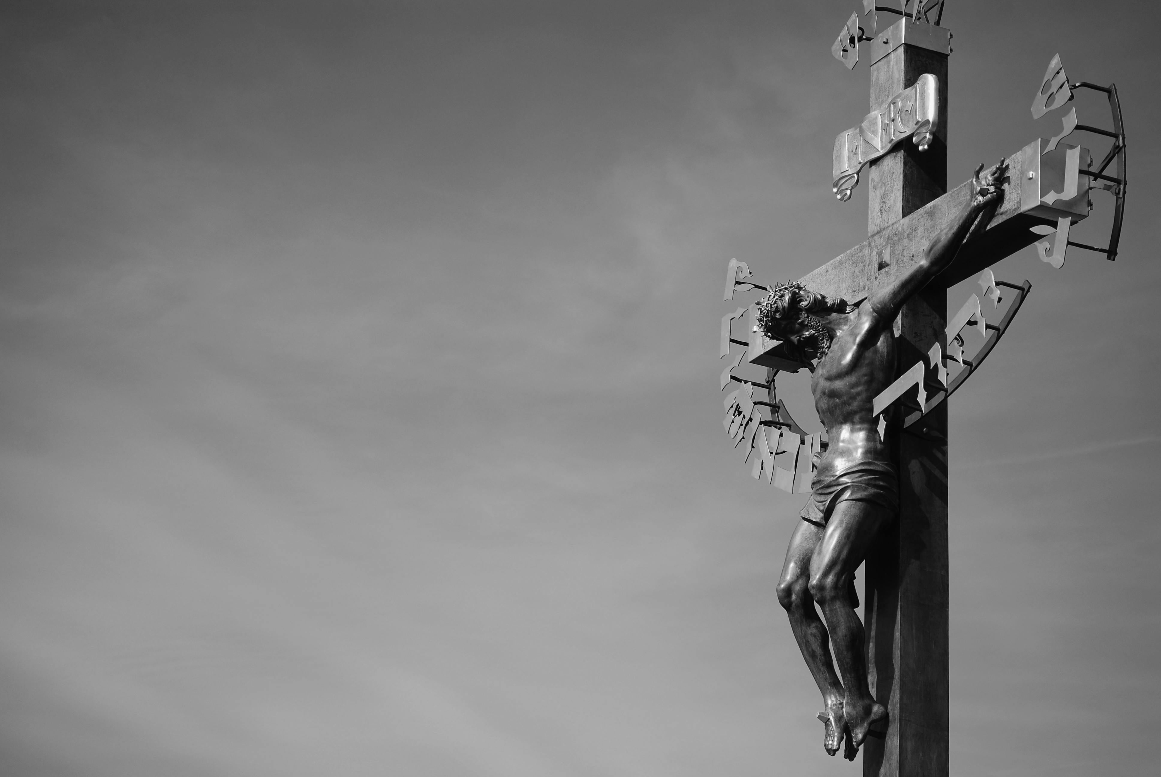 Free stock photo of black and white, cross, jesus