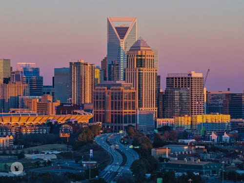 Skyline of Charlotte at Sunset, North Carolina, USA