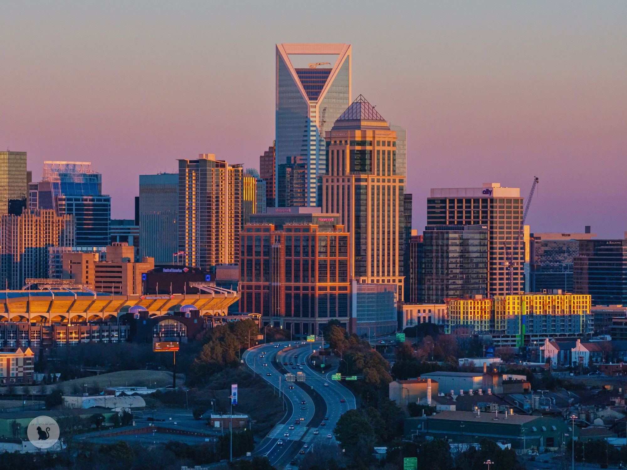 Charlotte, North Carolina skyline at sunset