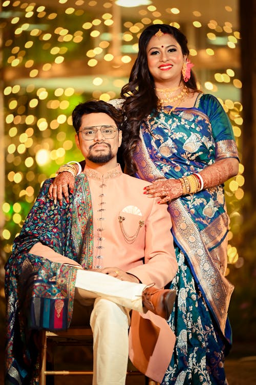 Portrait of Newlyweds in Traditional Clothing