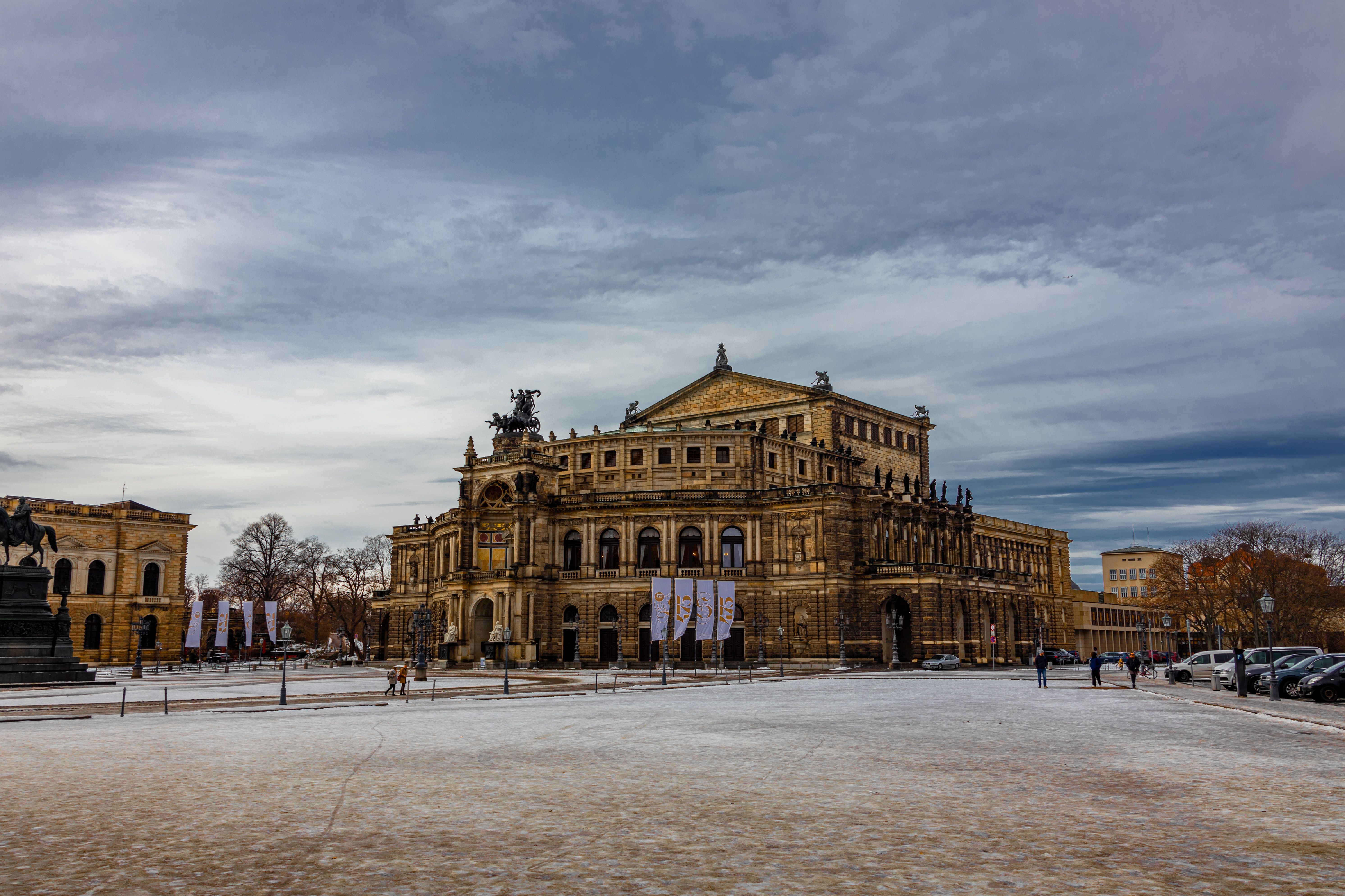 Historische Architektur in Dresden bei Sonnenuntergang