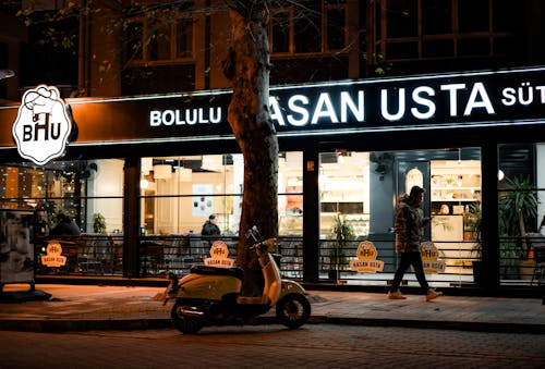 A restaurant with a sign that says bazan usta