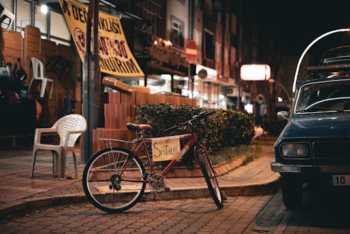 Bike for Sale on Street at Night
