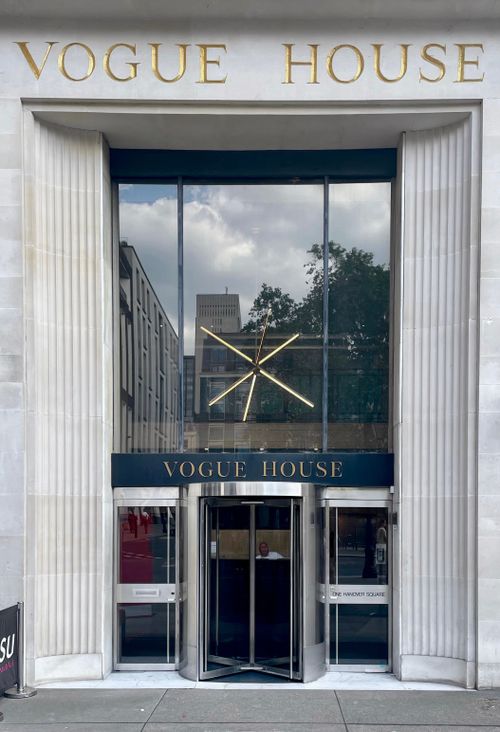 Free The modern facade of Vogue House in London featuring a sleek architectural design. Stock Photo