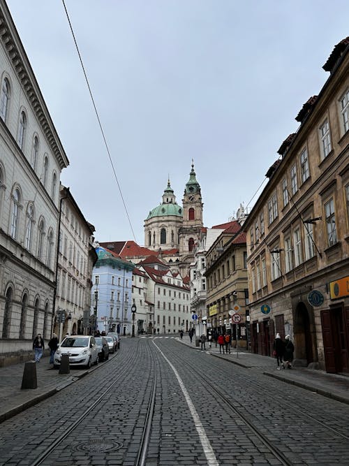 Tracks in a Narrow Alley in Prague