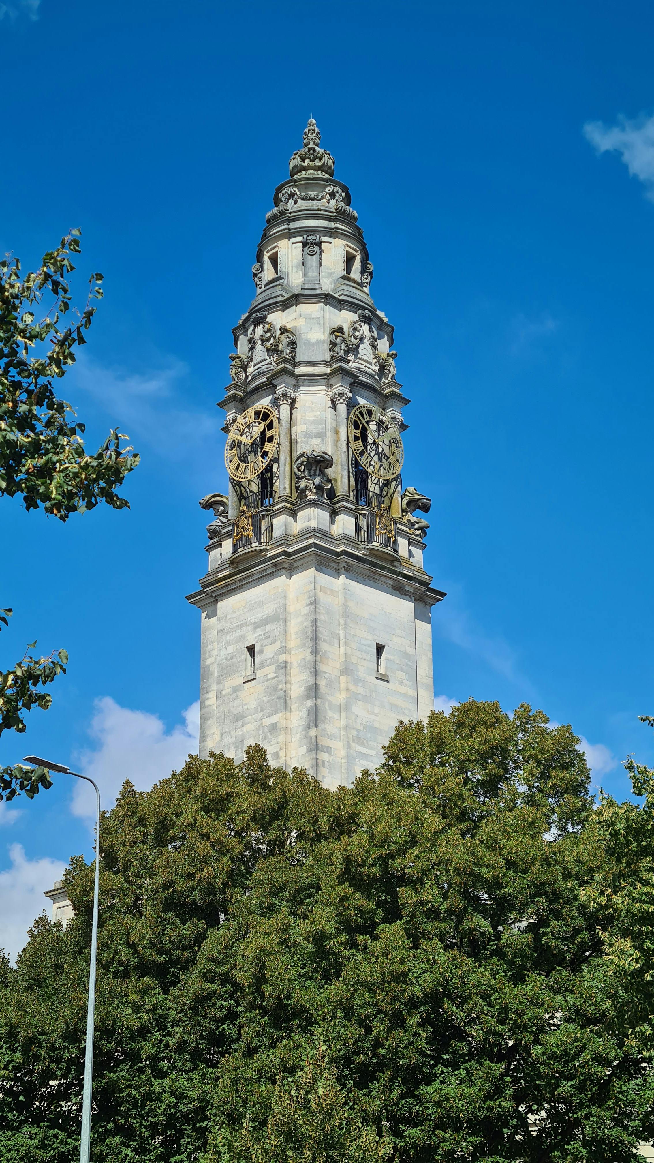 clock tower on national museum in cardiff