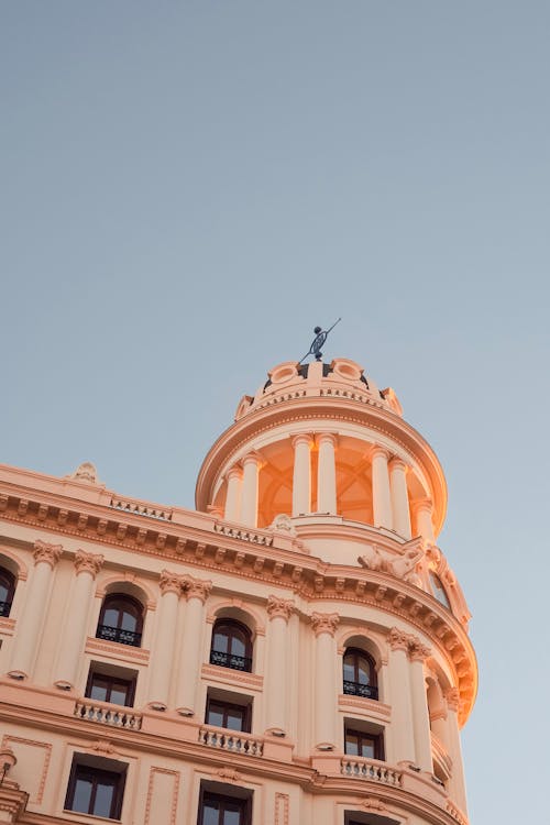 Low Angle Shot of a Clock Tower in Madrid 