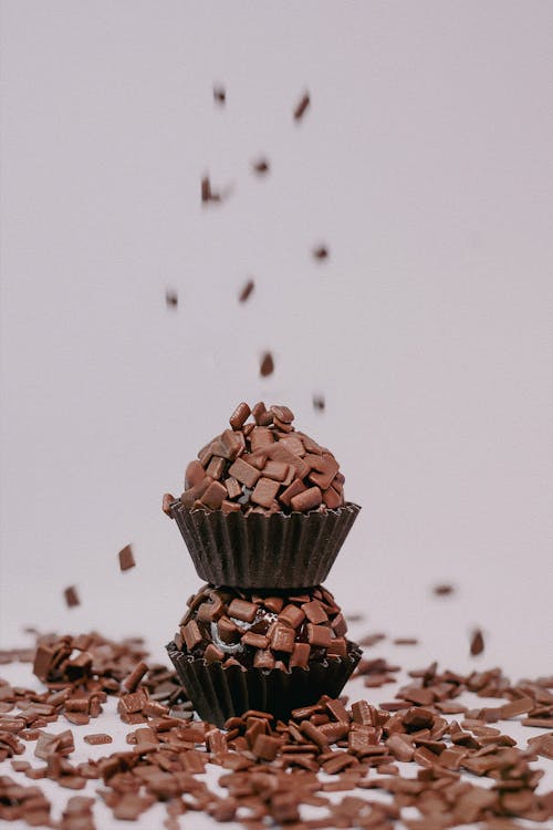 Cupcakes and Falling Chocolate Sprinkles