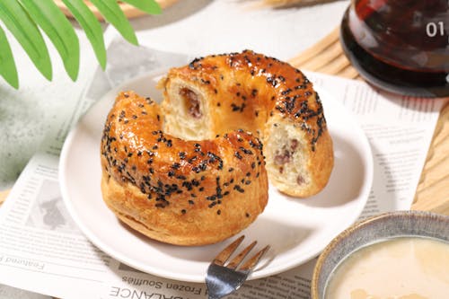 Close-up of Bagels on a Plate 