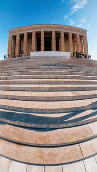 Anıtkabir in Ankara showcases grand colonnades and ascending steps under a bright sky.