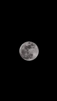 Captivating image of a full moon isolated against a pitch-black sky, perfect for astronomy themes.