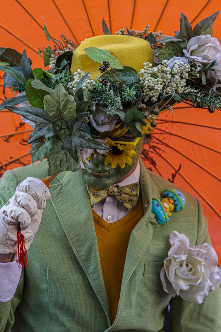 Portrait Of Person In Flowers Costume