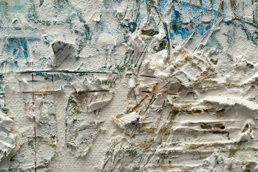 纹理抽象画的笔触分层特写，呈现出粗糙的艺术感