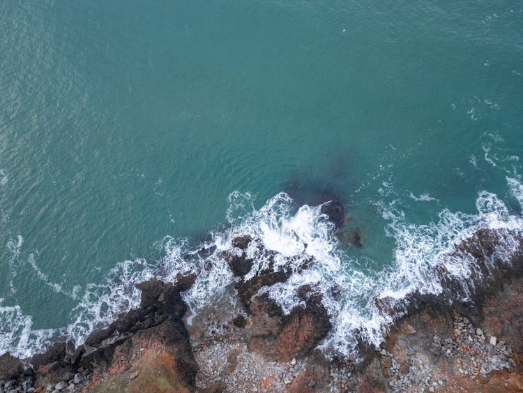 Rocky Shore Along Sea