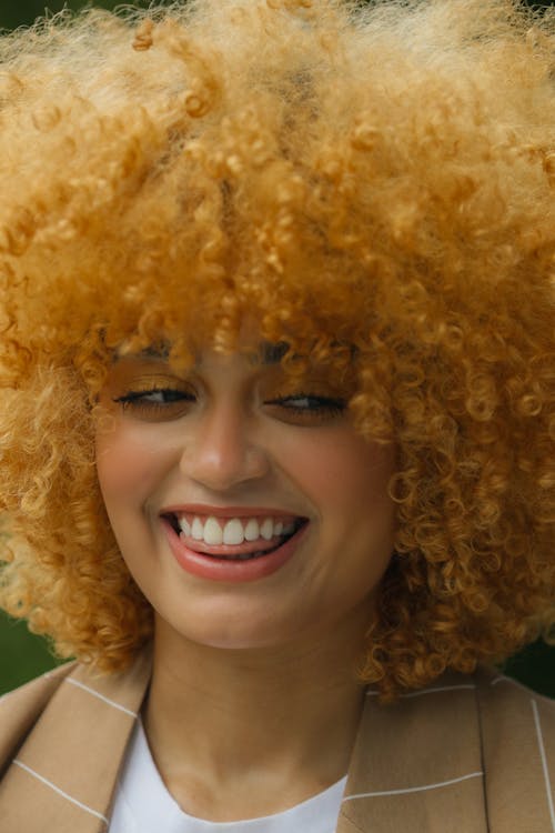 Portrait of a Young Woman with Dyed, Afro Hair 