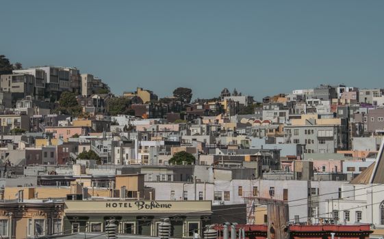 A picturesque urban view featuring diverse architecture in San Francisco under a clear sky.