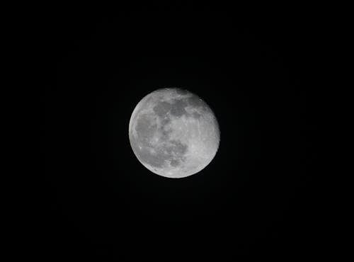 Full Moon in Night Black and Clear Sky