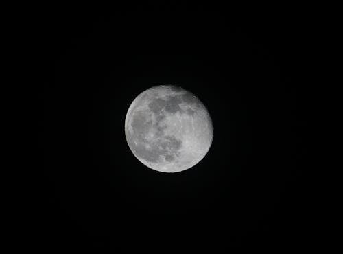 Free Full Moon in Night Black and Clear Sky Stock Photo