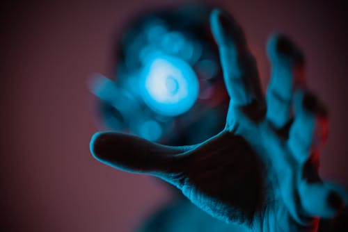 Man Hand in Blue Light
