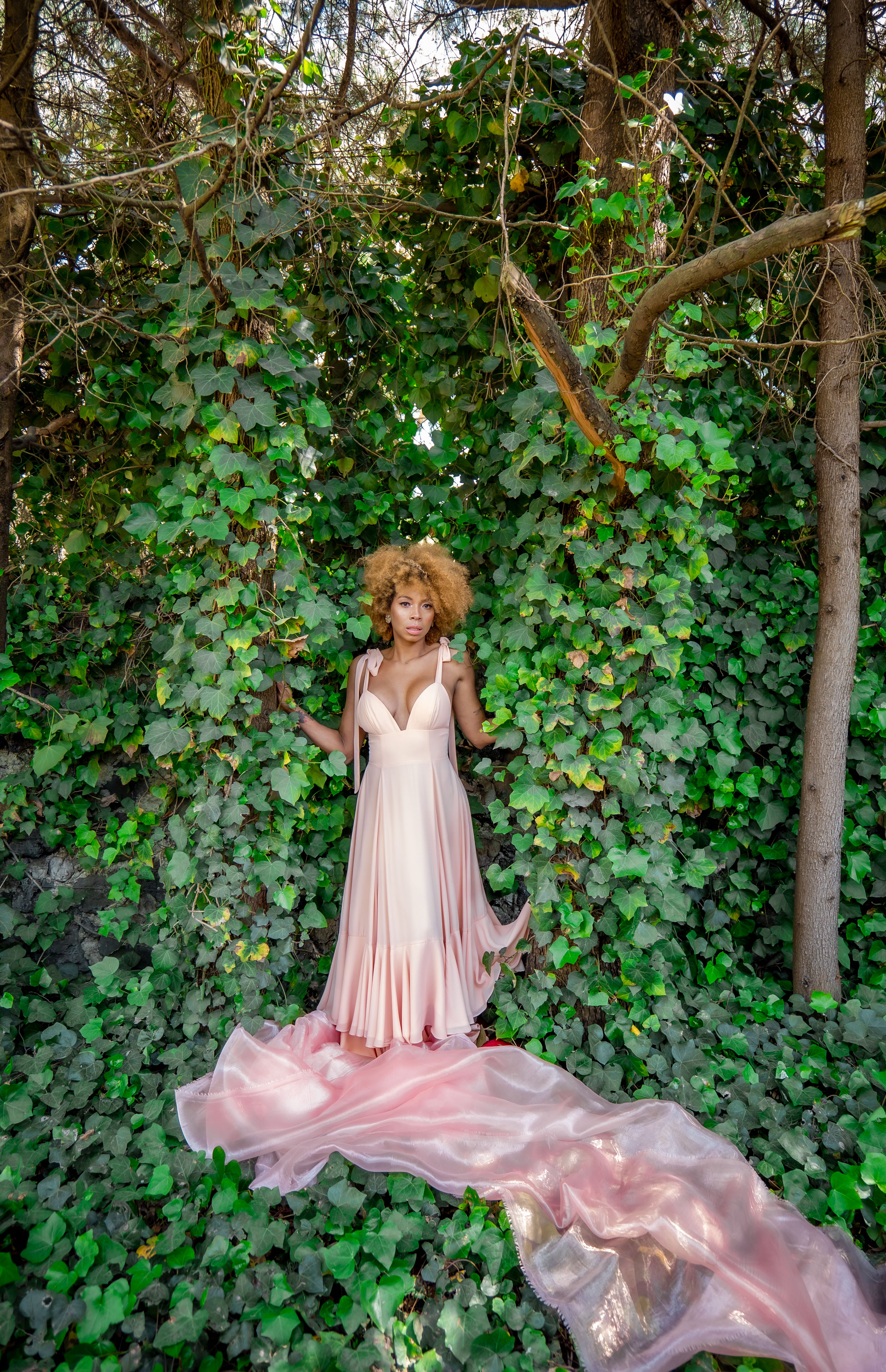 Blush pink day dress for spring