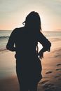 Silhouette Photography of Girl Standing on Shore
