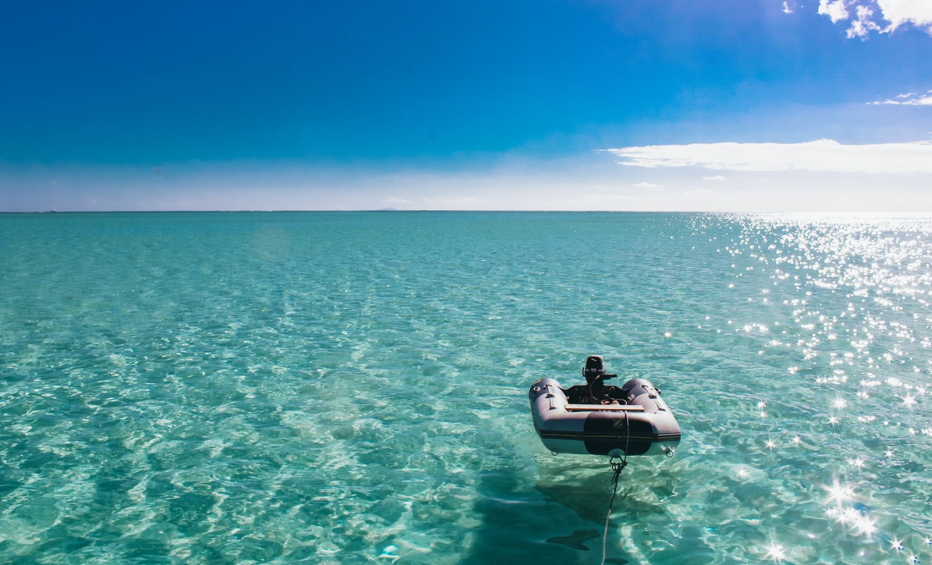 Boat on turquoise water