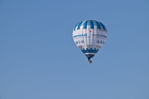 Blue Hot Air Balloon Floating in Clear Sky · Free Stock Photo