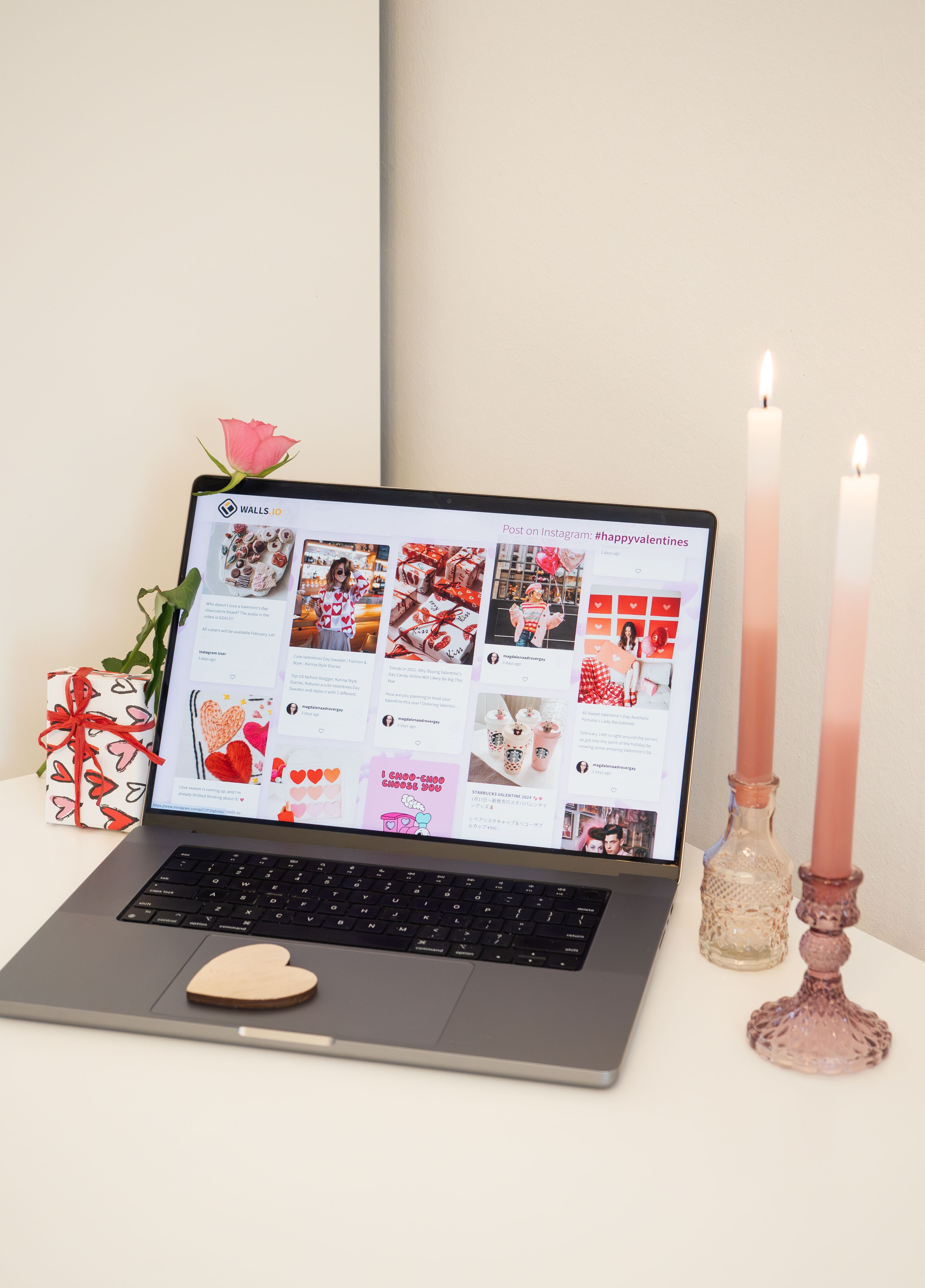 An Open Laptop and Valentines Day Decorations · Free Stock Photo