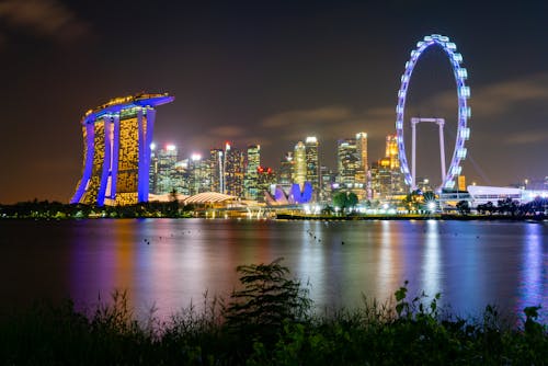 Illuminated Marina Bay in Singapore