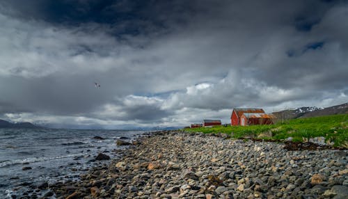 Dramatic Sky over a Stony Beach