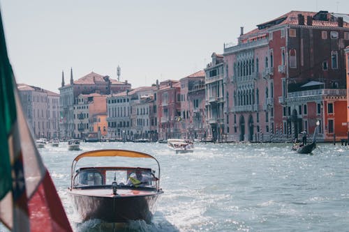 View of Boats on the Grand Canal in Venice 