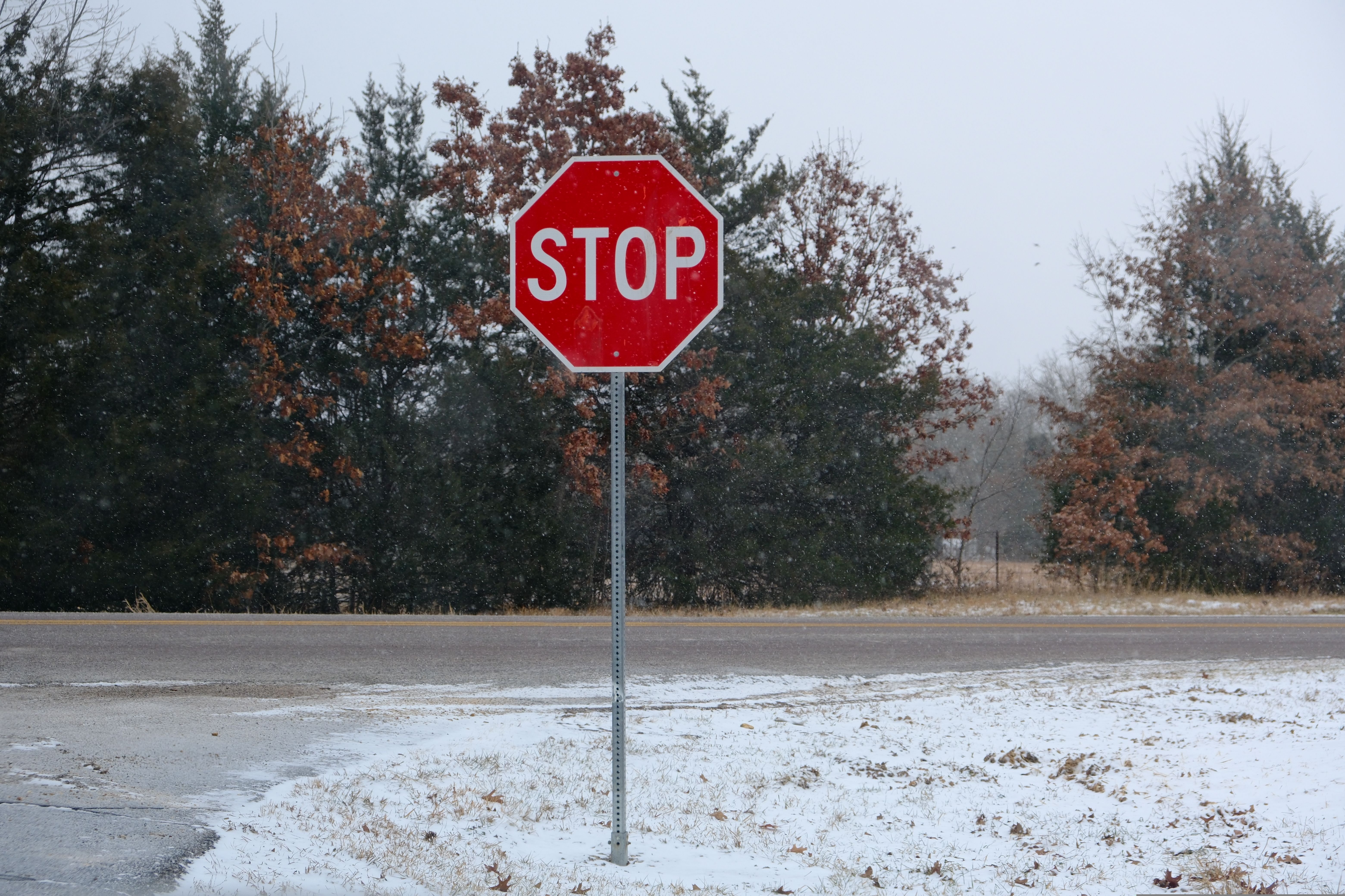 View of a Stop Sign by the Street in the Countryside in Autumn · Free ...