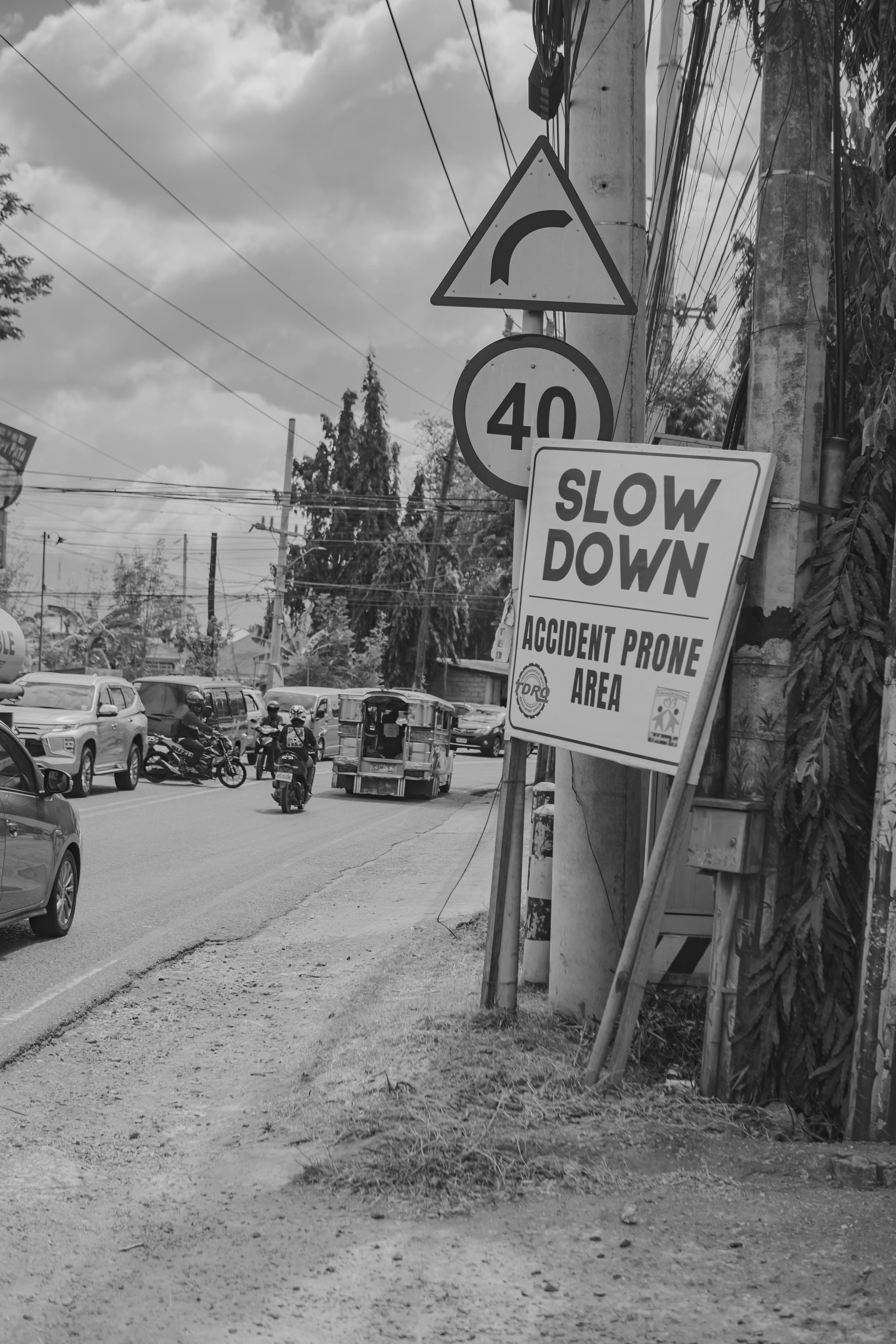 black and white photography of a busy street