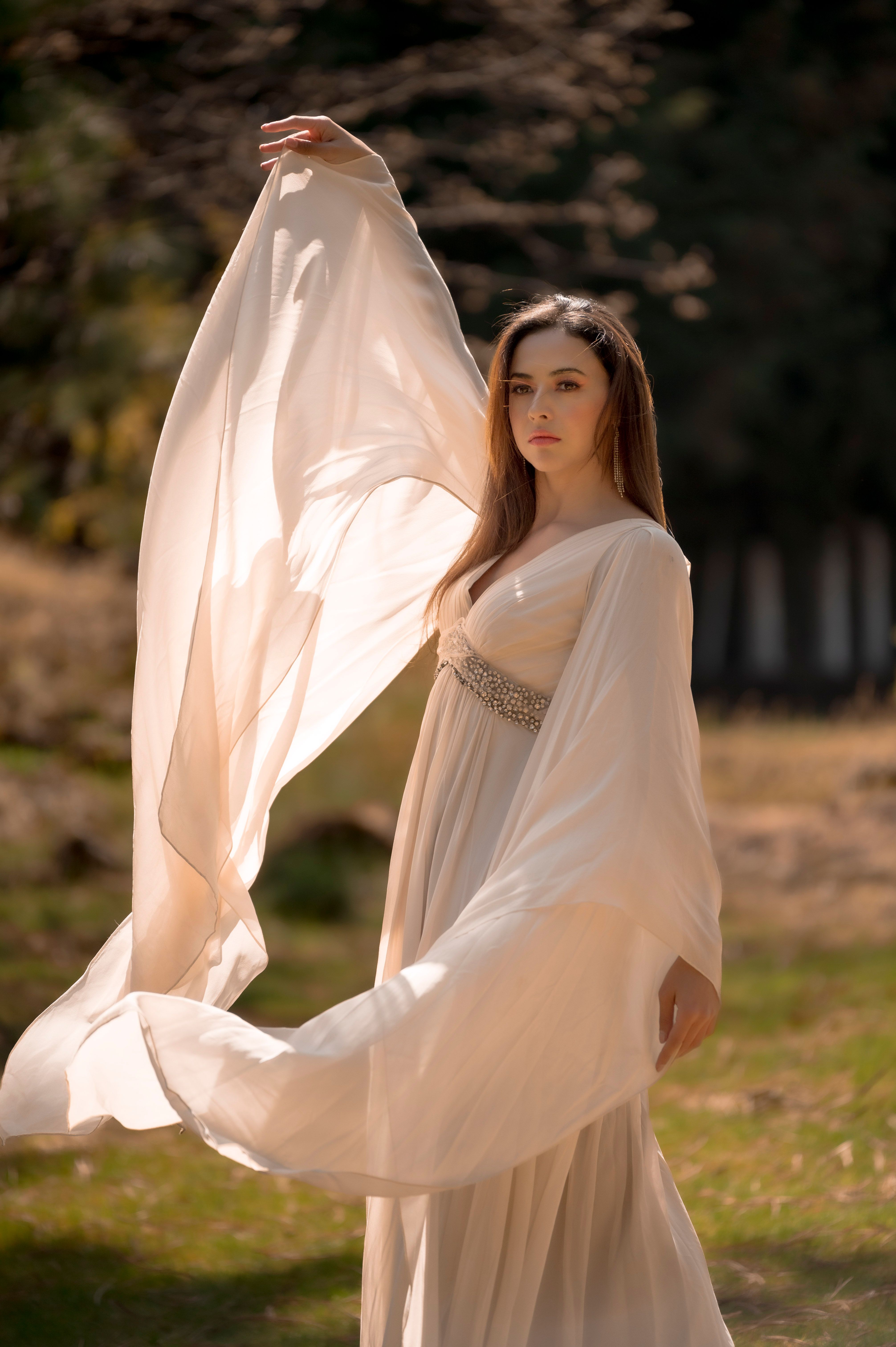 Portrait of Woman in White Dress  Free Stock Photo