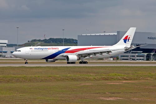 View of a Malaysia Airlines Airliner at the Airport 