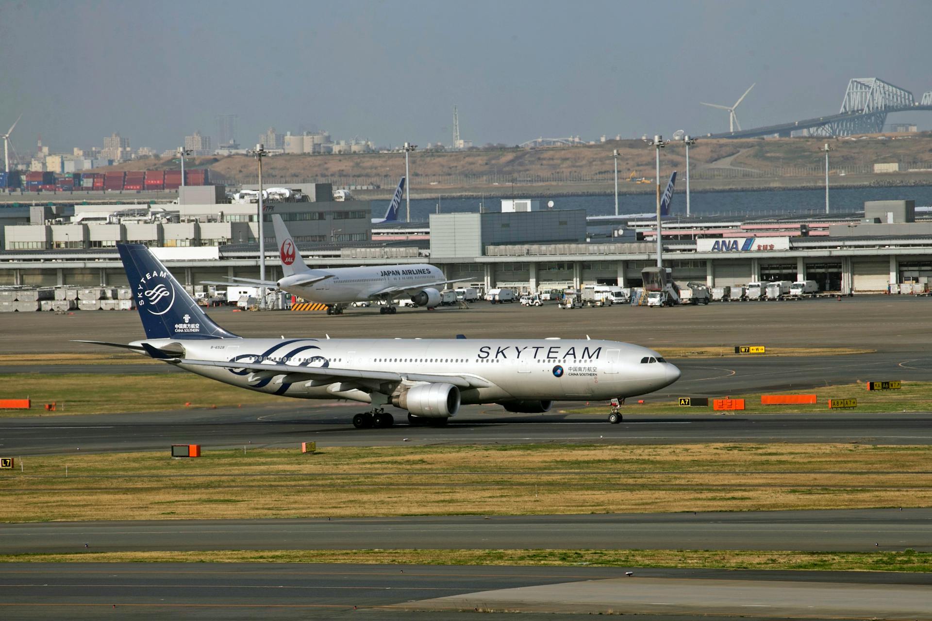 View of a SkyTeam Commercial Airplane at an Airport