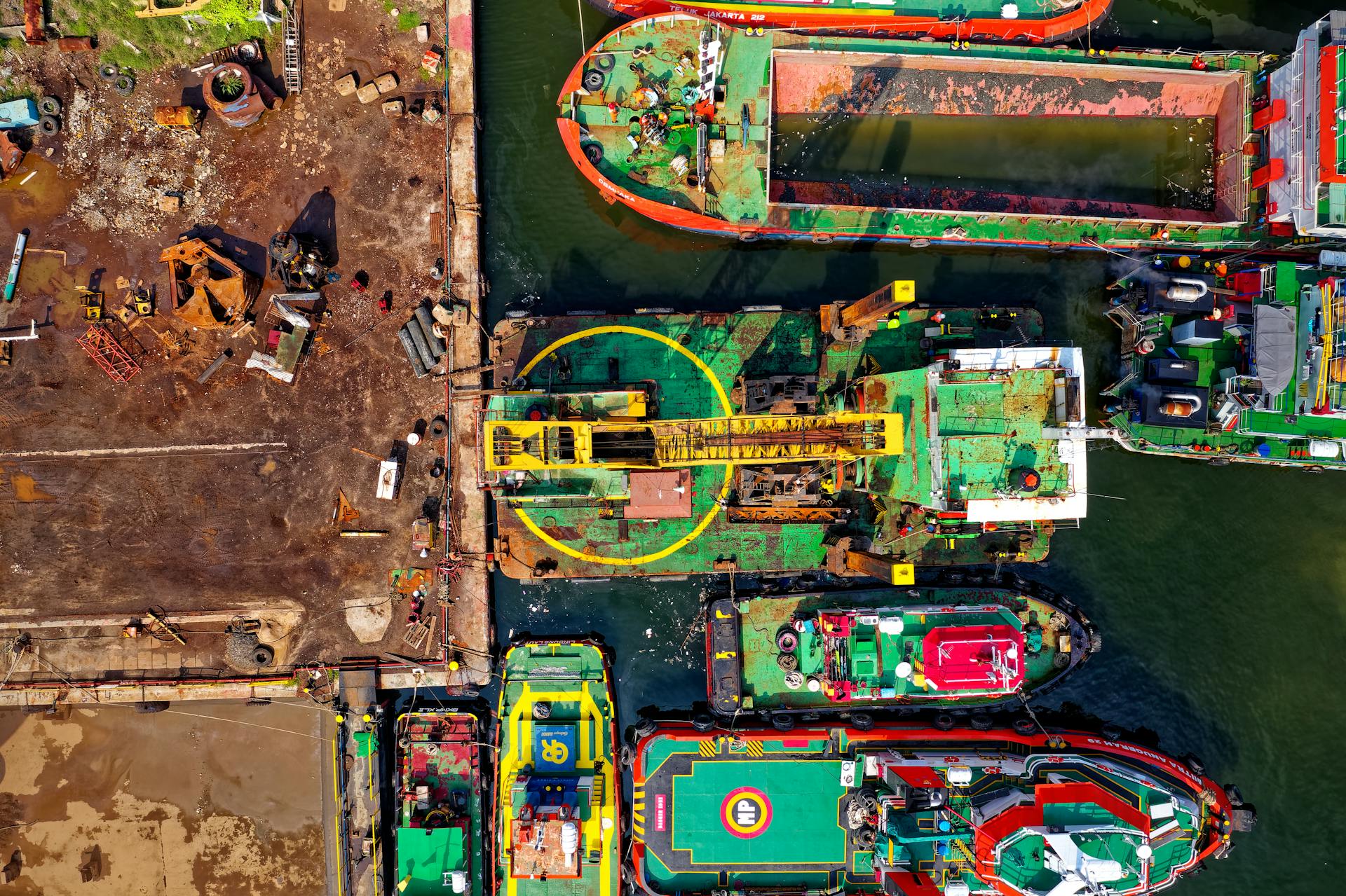 Aerial Photography of Ships