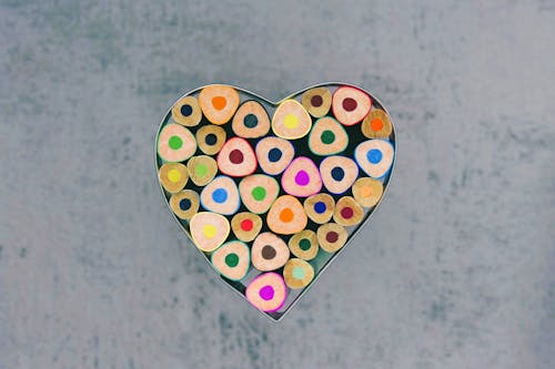 Colorful Color Pencils in Heart Form