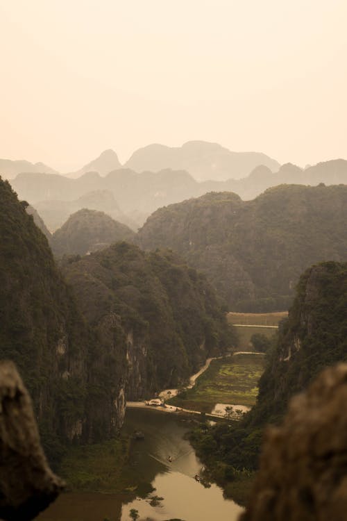 Mountain Valley Covered with Fog 