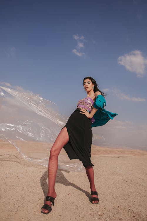 Woman Posing on Desert