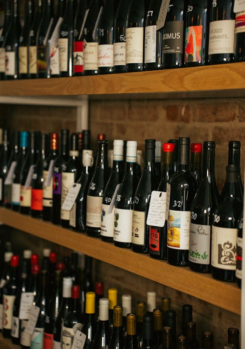 Selection of Alcohol Bottles on Shelves