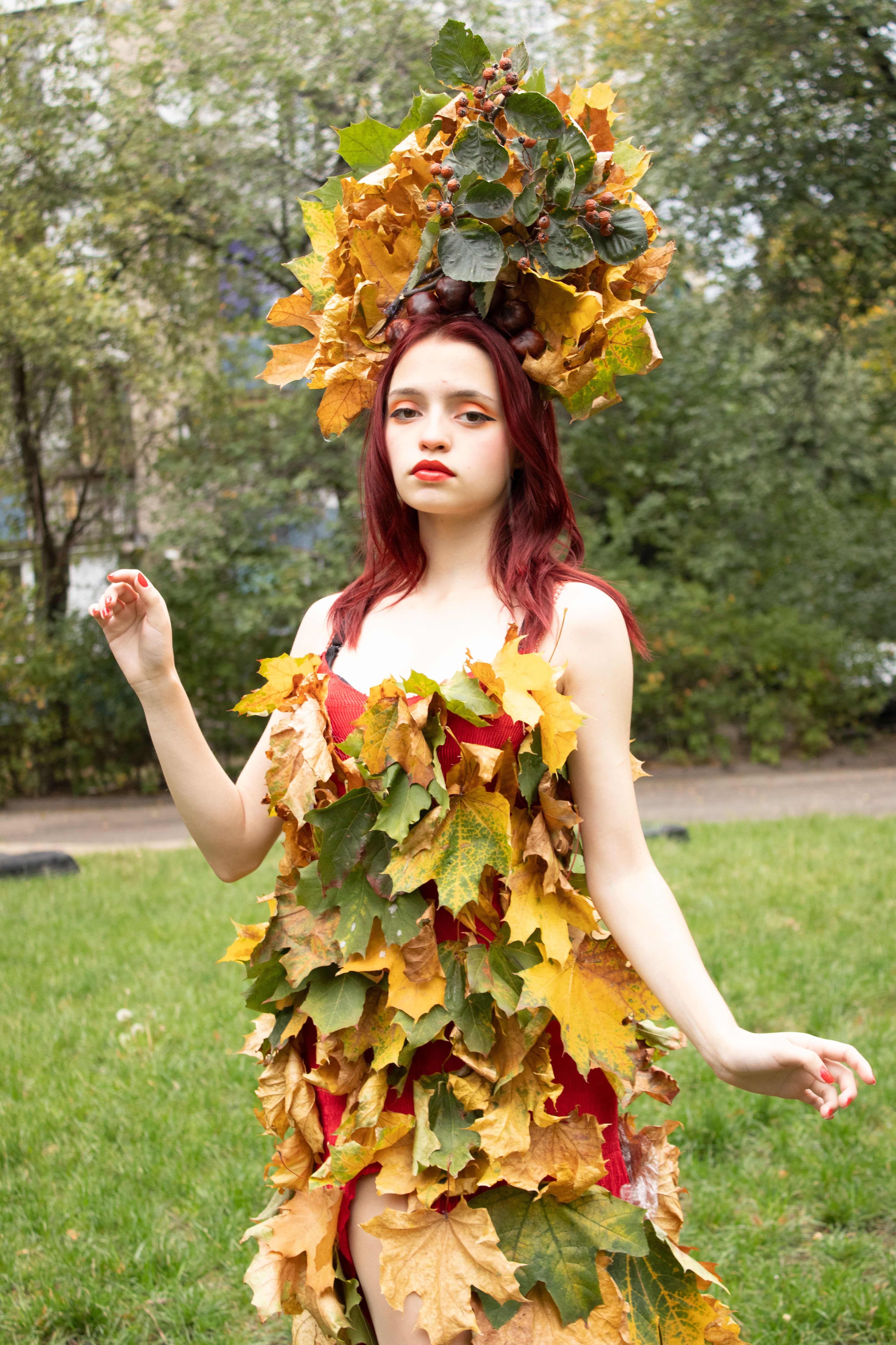 slim fit dress slacks Autumn Leaves Pinafore Dress by Hell Bunny  Modern Millie